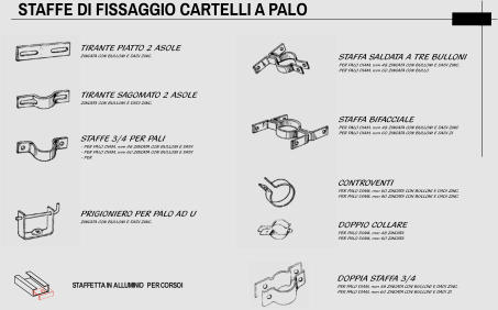 STAFFETTA IN ALLUMINIO PER CORSOI STAFFE DI FISSAGGIO CARTELLI A PALO