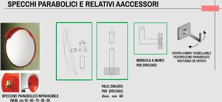 STAFFA MURO TASSELLABILE  A  PER SPECCHIO PARABOLICO RUOTABILE SE URTATA SPECCHIO PARABOLICO INFRANGIBILE . cm 50 - 60 - 70 - 80 - 90 DIAM SPECCHI PARABOLICI E RELATIVI AACCESSORI